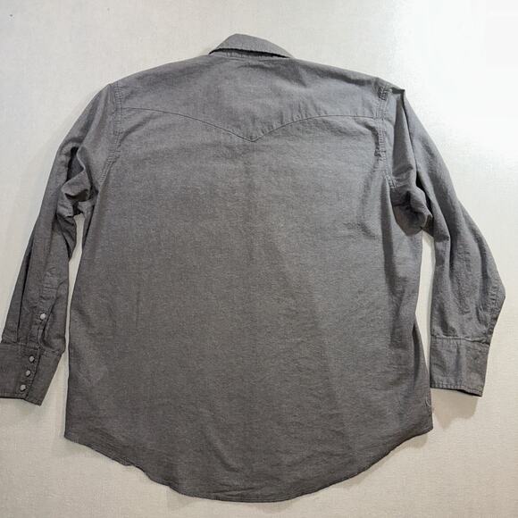 Wrangler Shirt Men's 2XL Western Pearl Snap Long Sleeve Gray Cotton - Picture 10 of 10